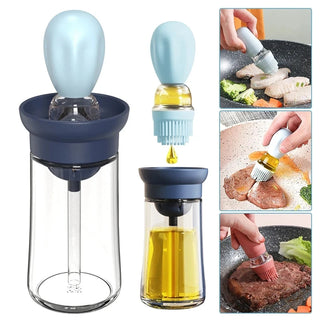 2 in 1 Glass Oil Dispenser Bottle With Brush