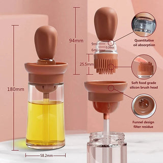 2 in 1 Glass Oil Dispenser Bottle With Brush