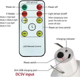 LED Solar Hanging Bulb with Remote